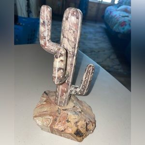 Solid stone cactus decor